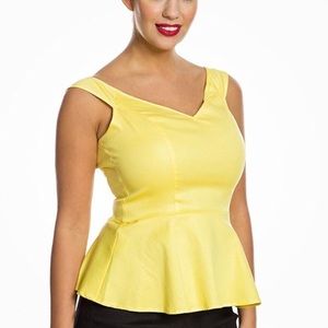 SOLD💨Lindy Bop Yellow Peplum Top • size Large